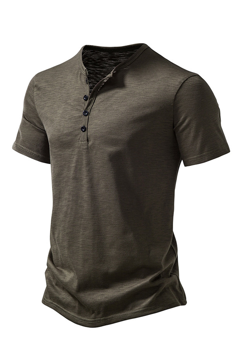 Bouton Noir Été Manches Courtes Tops pour Homme