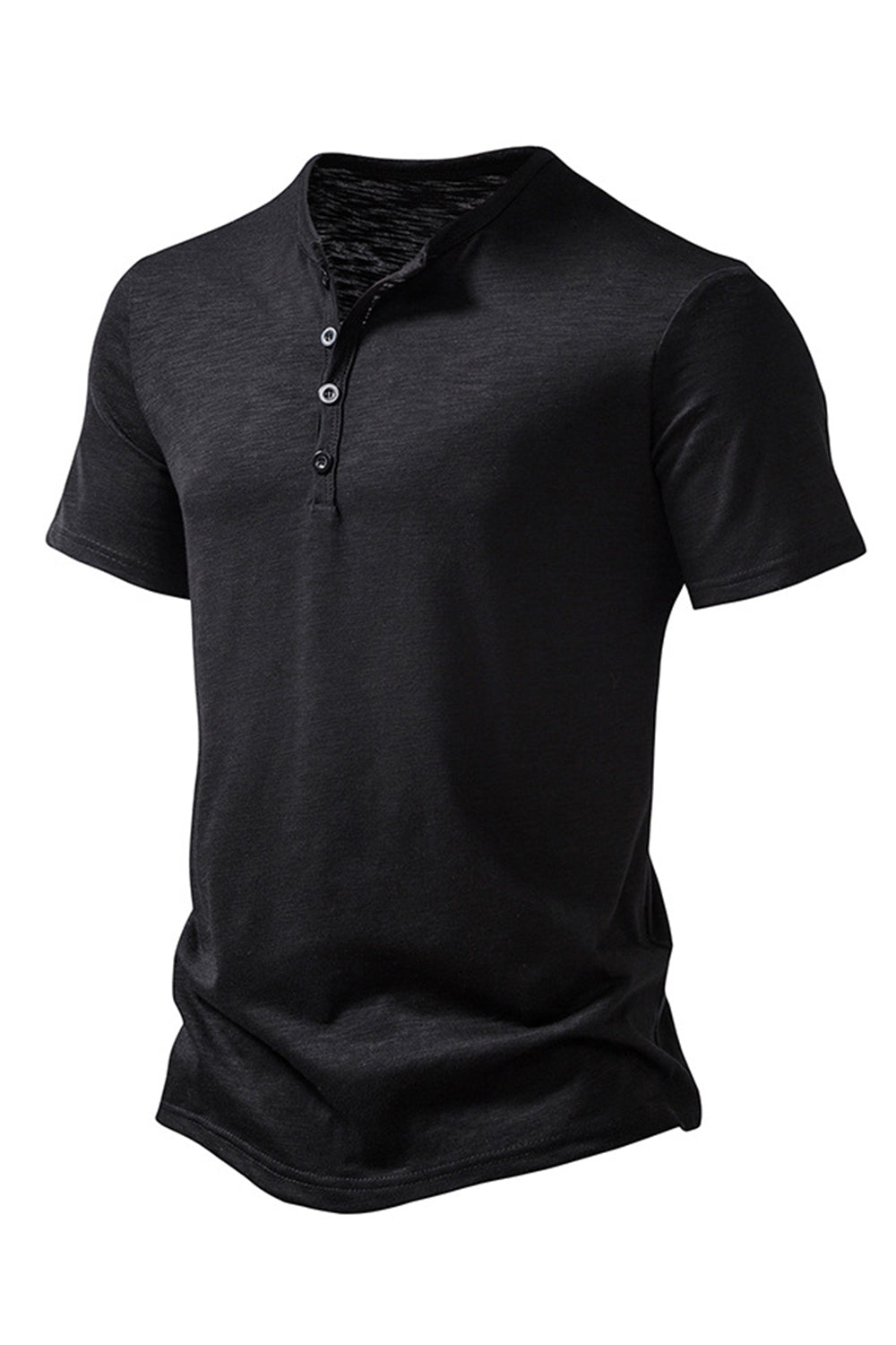 Bouton Noir Été Manches Courtes Tops pour Homme
