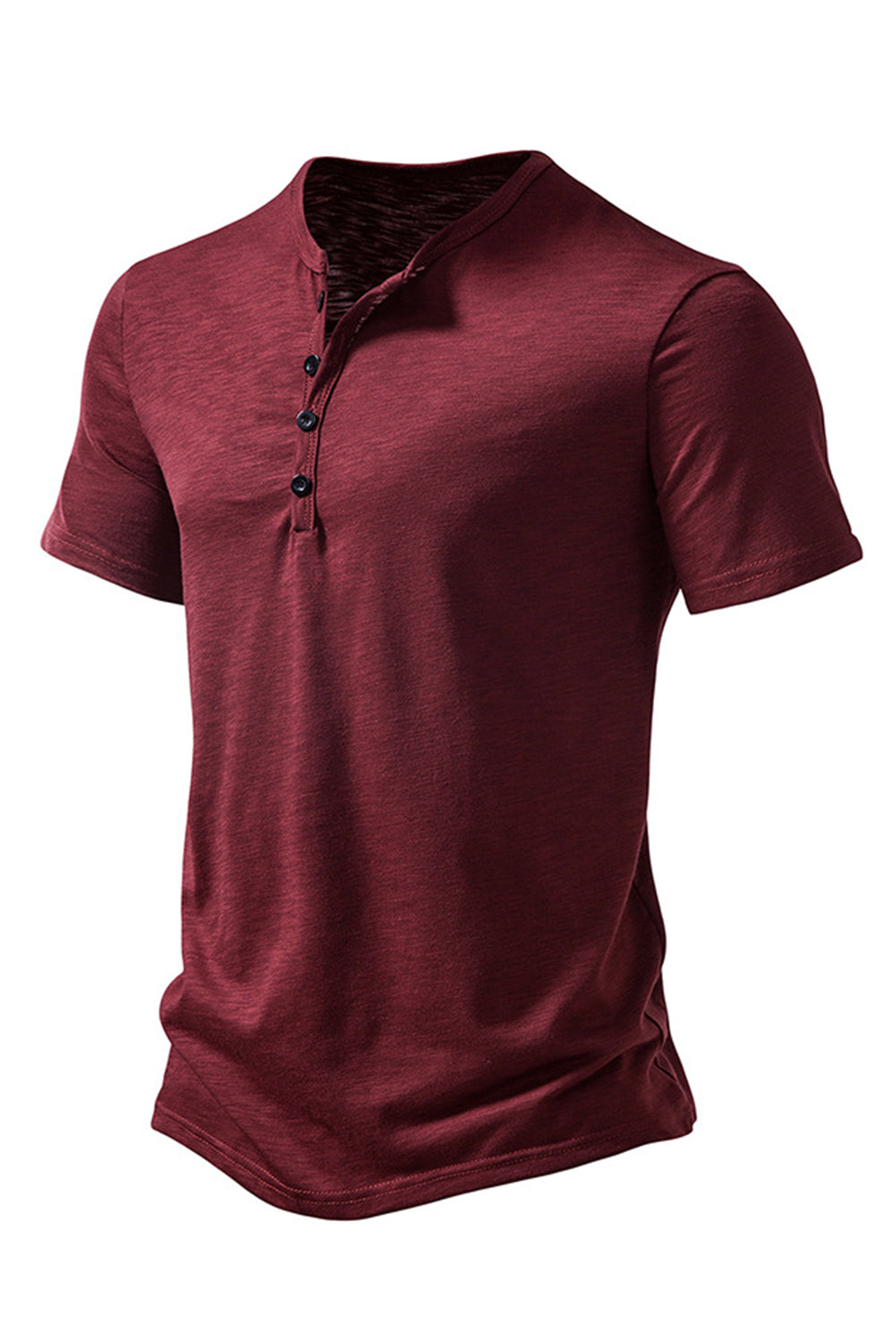 Bouton Noir Été Manches Courtes Tops pour Homme