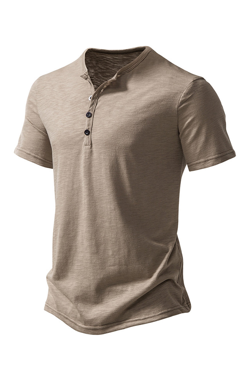 Bouton Noir Été Manches Courtes Tops pour Homme