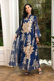 Broderie à paillettes Bleu Caftan Femmes Robe Arabe