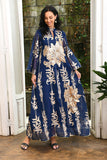 Broderie à paillettes Bleu Caftan Femmes Robe Arabe