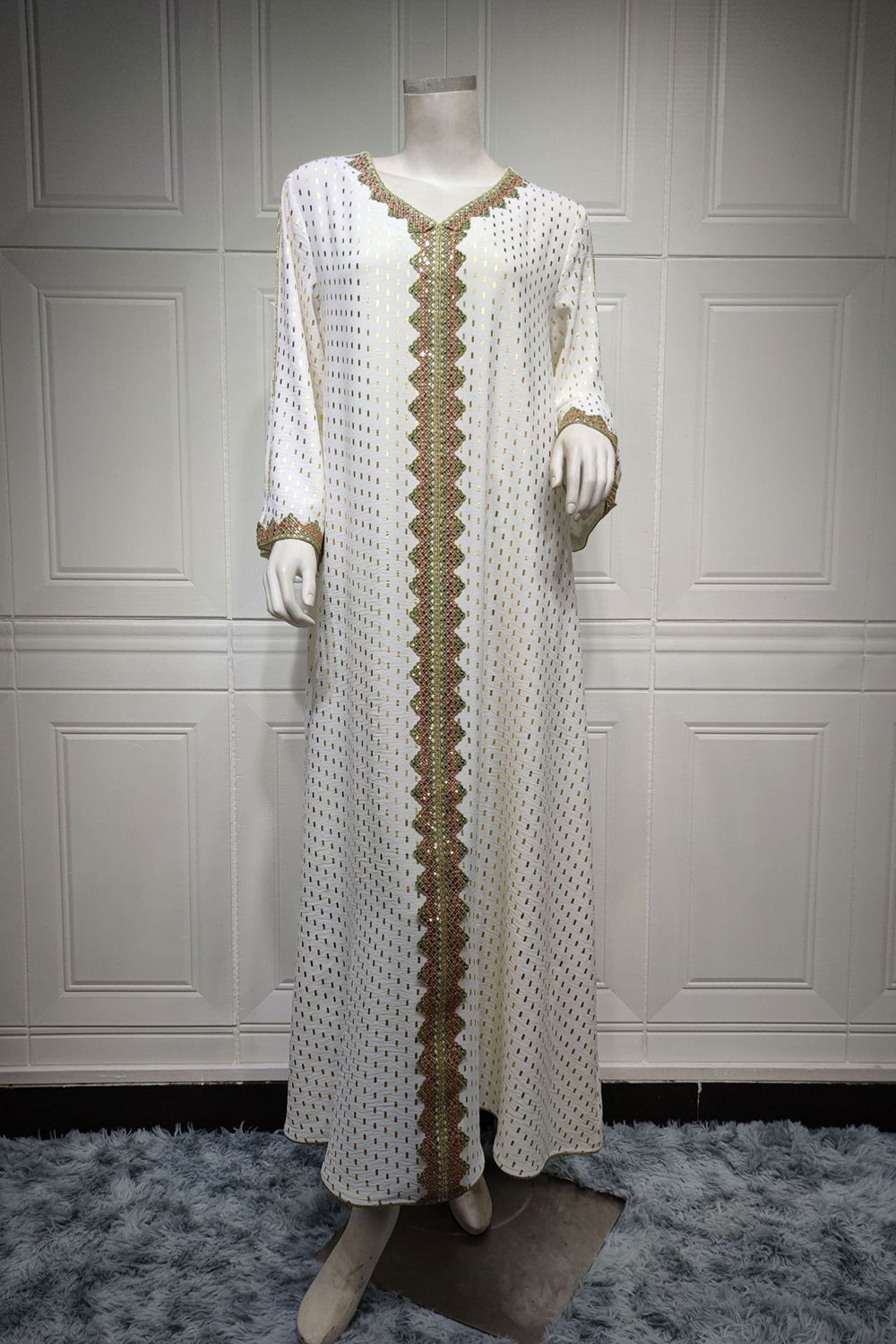 Robe blanche à pois Abaya du Moyen-Orient