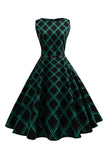 Robe à carreaux vert swing des années 50