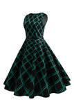 Robe à carreaux vert swing des années 50