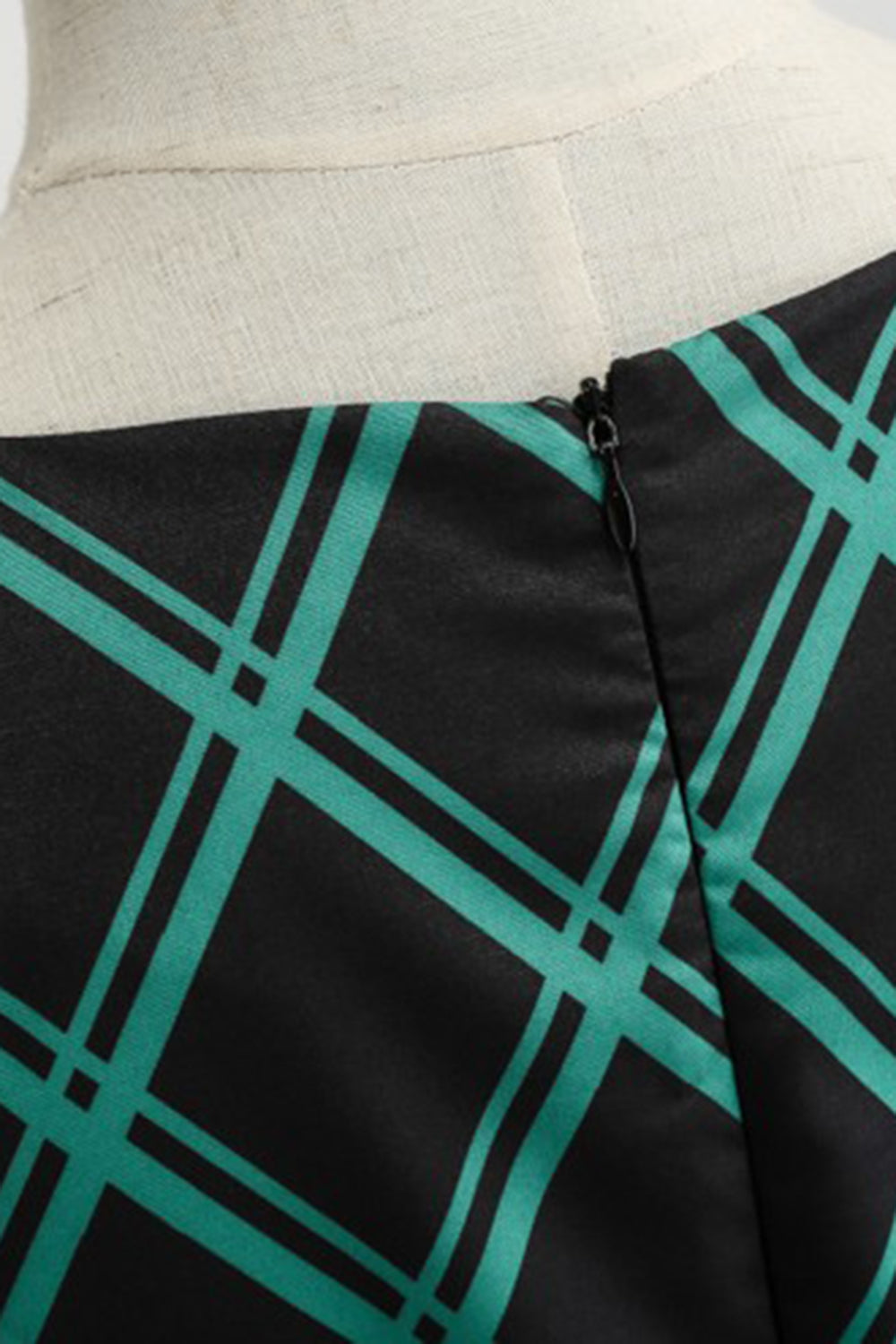 Robe à carreaux vert swing des années 50