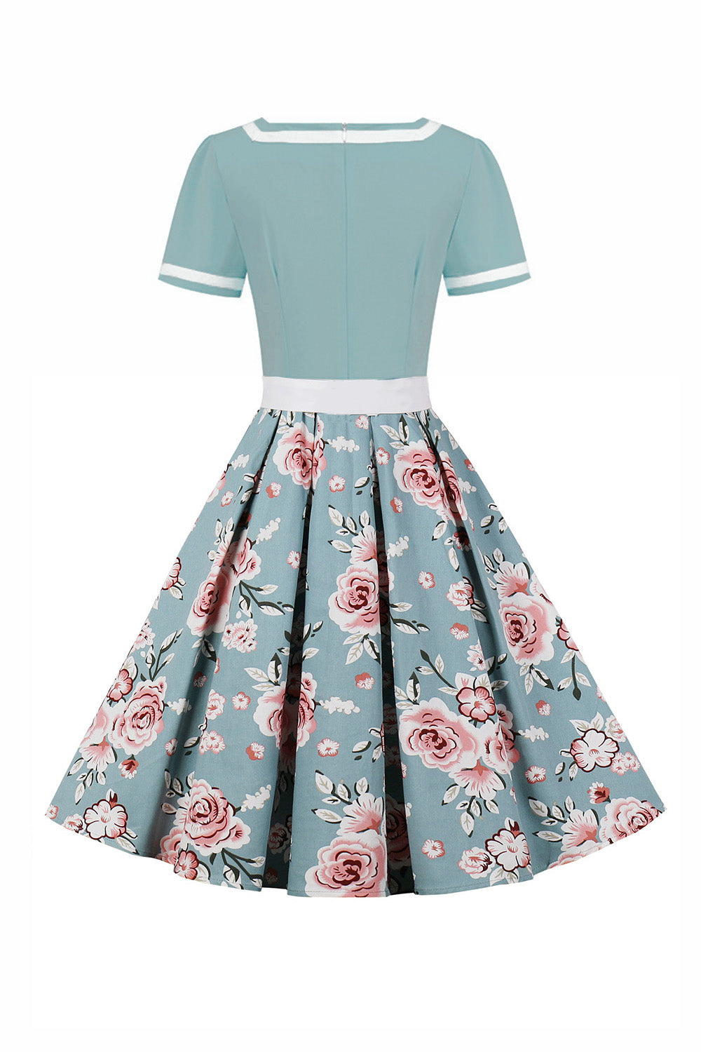 V col manches courtes noir 1950s robe avec ceinture