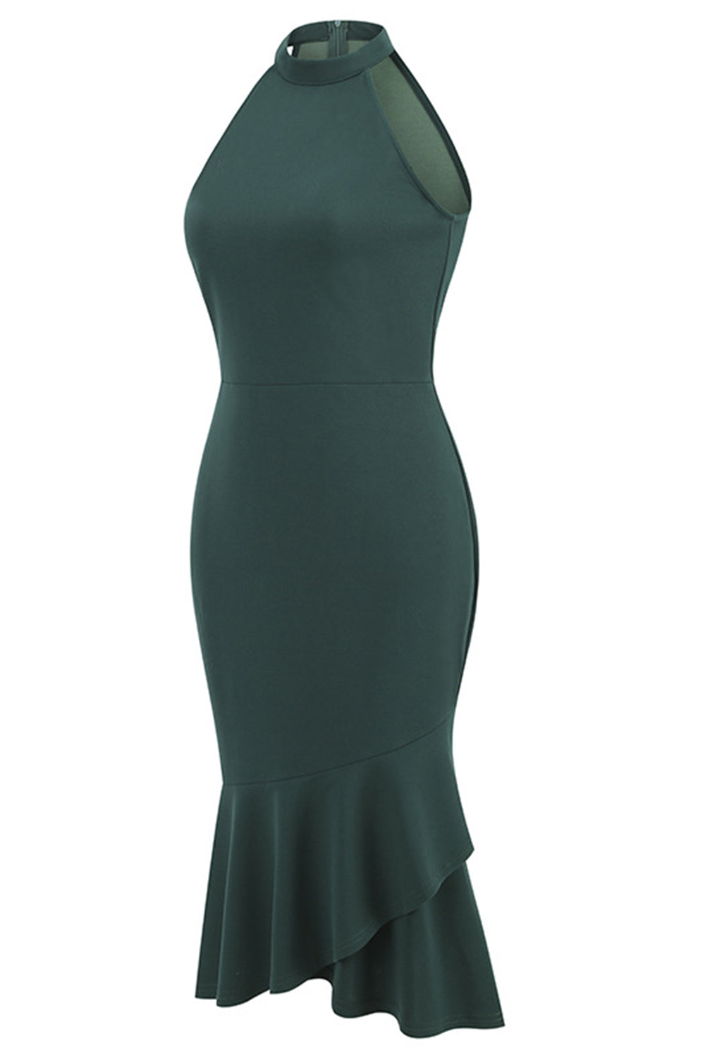 Halter Sheath Robe noire sans manches des années 60