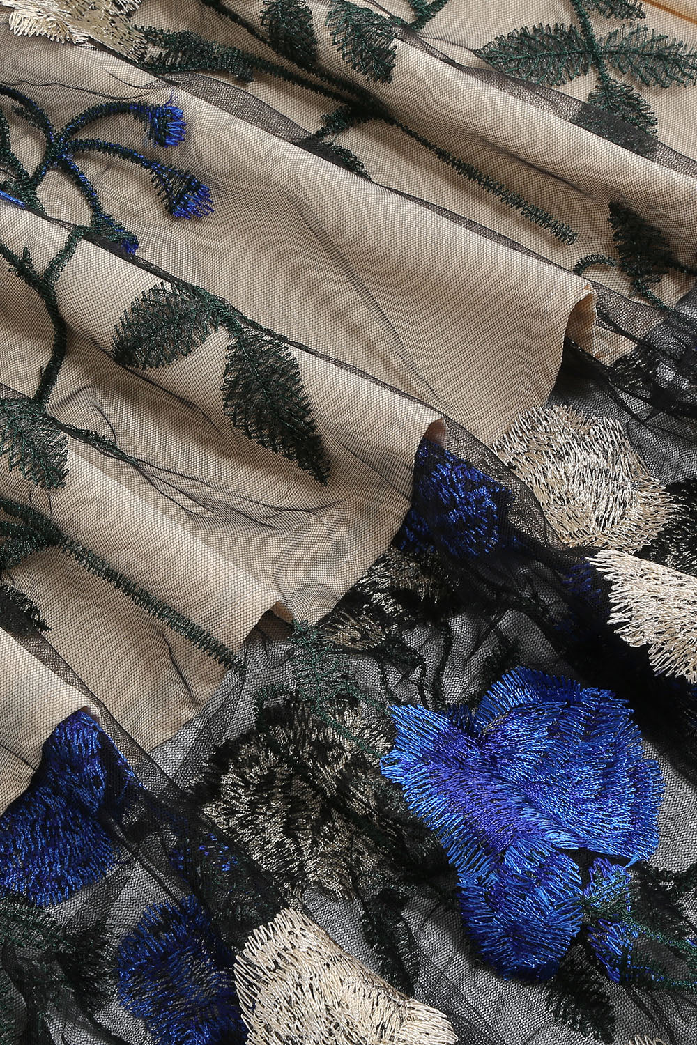 Robe Blue Swing des années 50 avec broderie