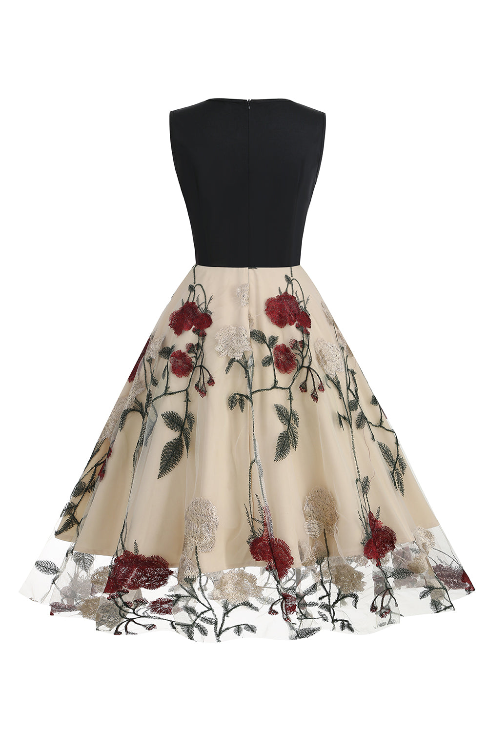 Robe Blue Swing des années 50 avec broderie