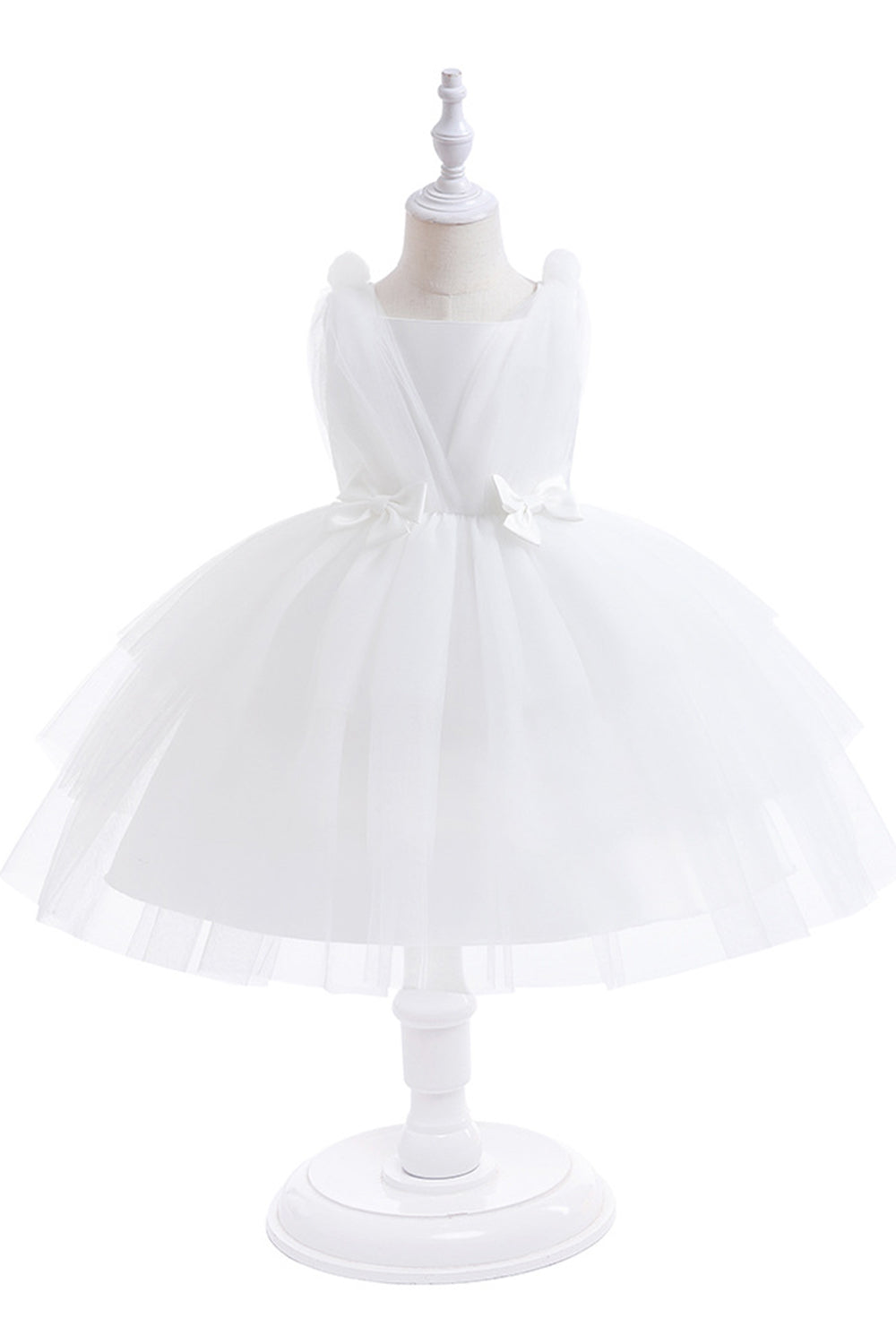 Robe de soirée de fille en tulle bleu avec nœuds