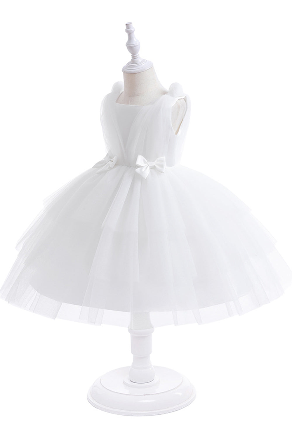 Robe de soirée de fille en tulle bleu avec nœuds