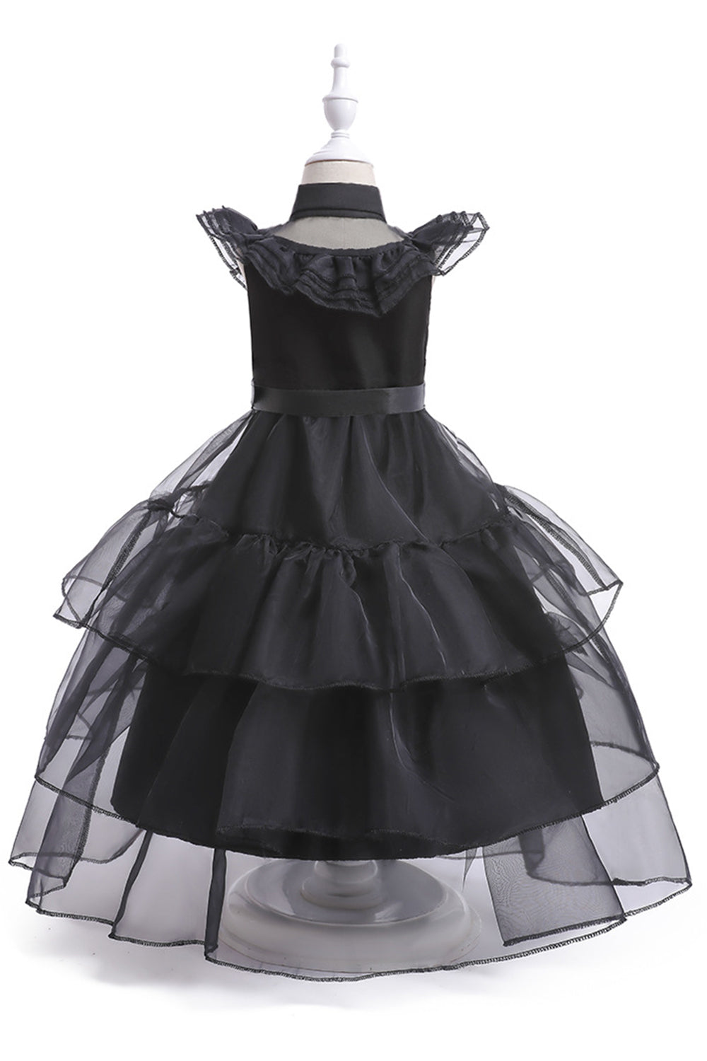 Tulle noir Une robe fille de ligne avec ceinture