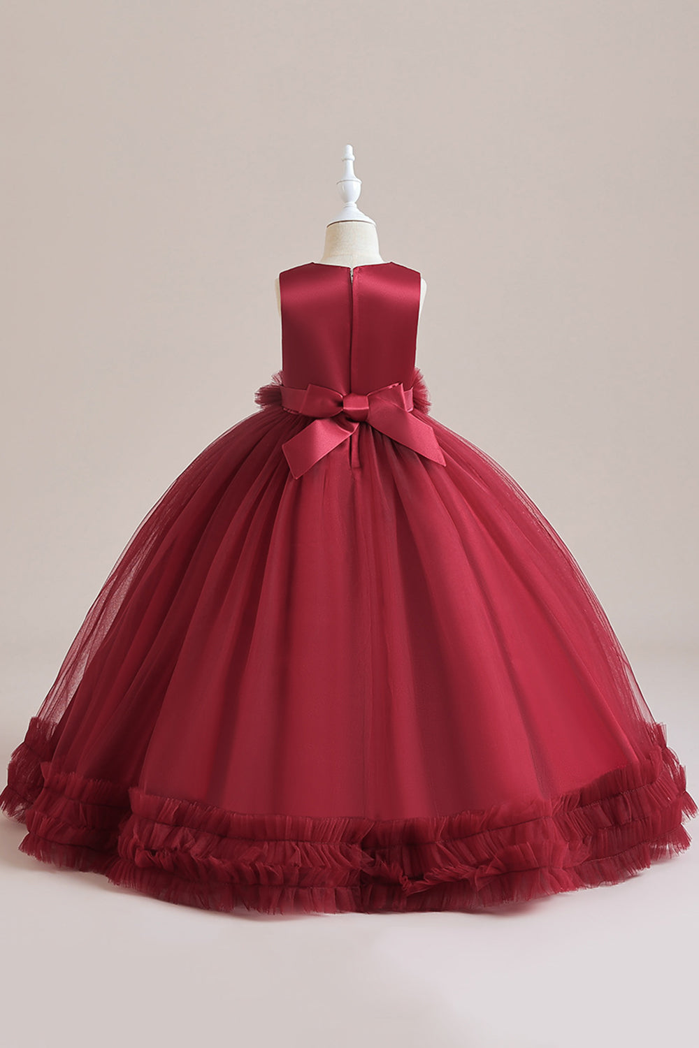 Tulle vert sans manches Une ligne robe fille avec dentelle