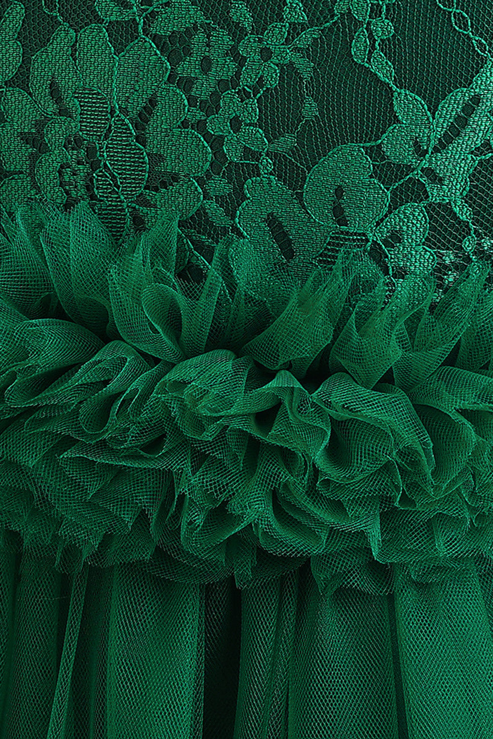 Tulle vert sans manches Une ligne robe fille avec dentelle