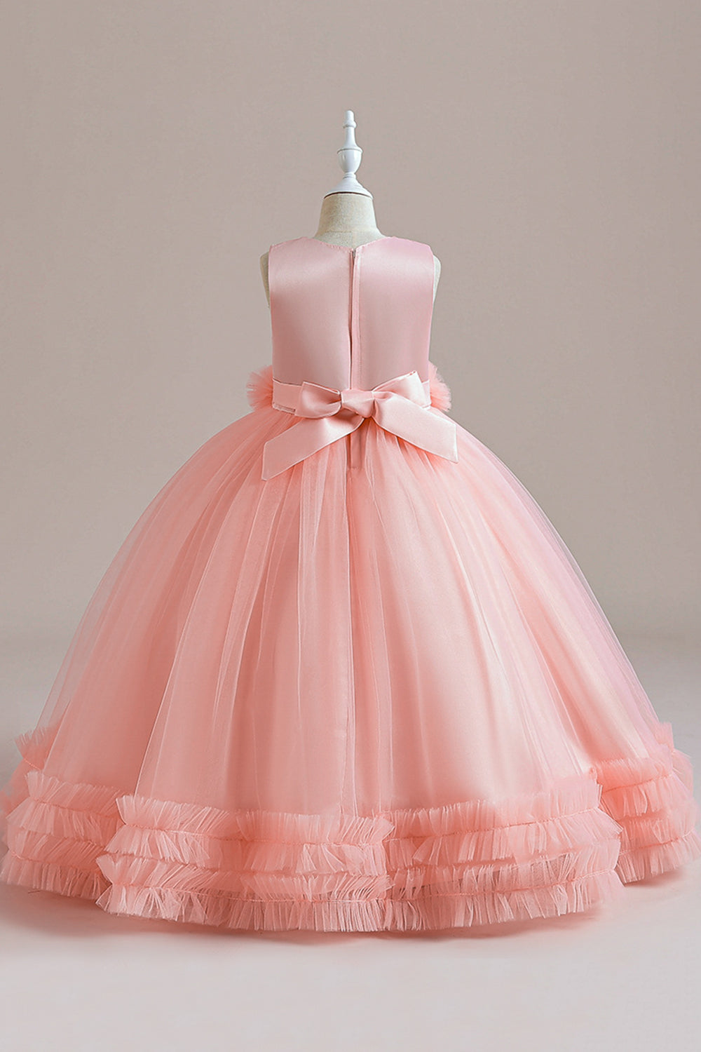 Tulle vert sans manches Une ligne robe fille avec dentelle