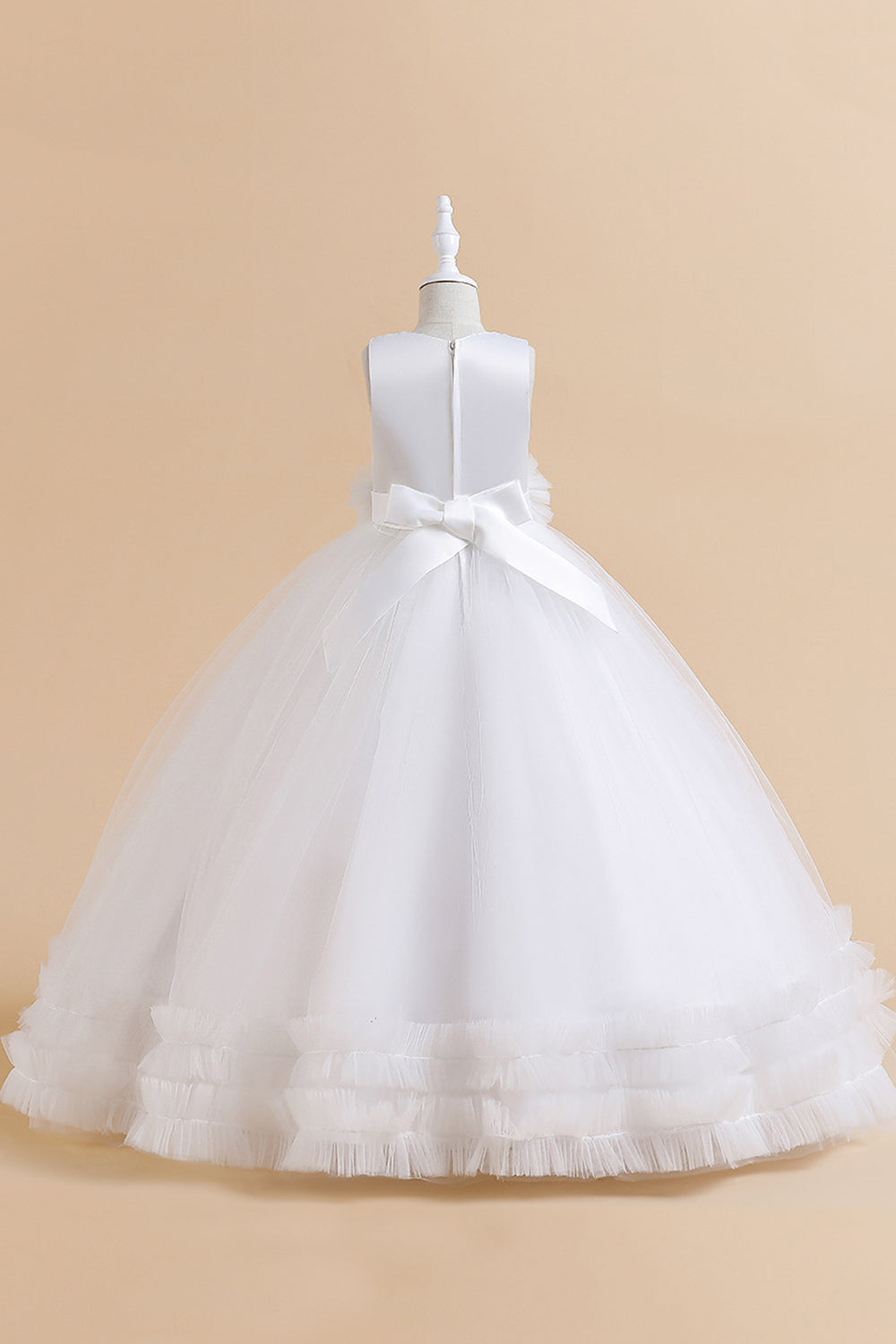 Tulle vert sans manches Une ligne robe fille avec dentelle