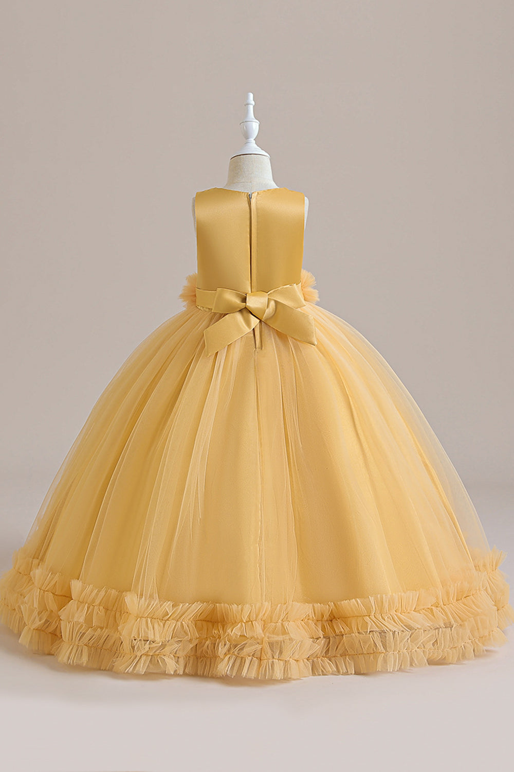 Tulle vert sans manches Une ligne robe fille avec dentelle