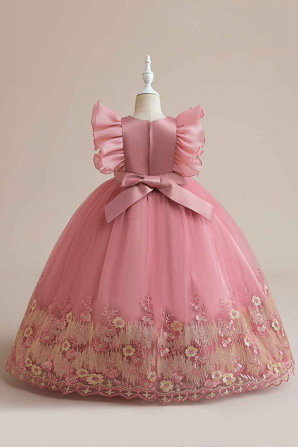 Robe de fille en tulle bleu A Line avec broderie