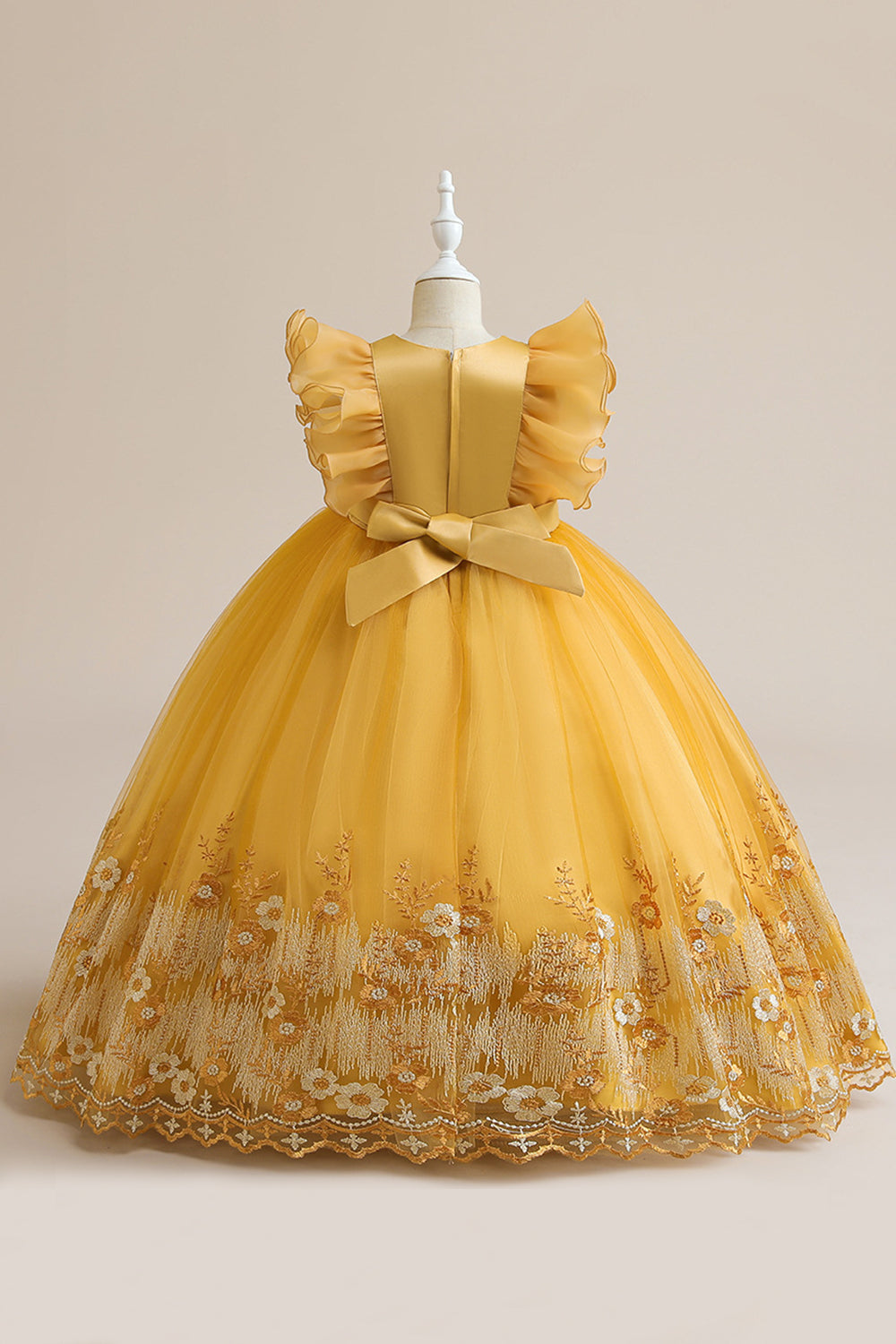Robe de fille en tulle bleu A Line avec broderie