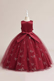 Robe fille sans manches en tulle rose avec appliques