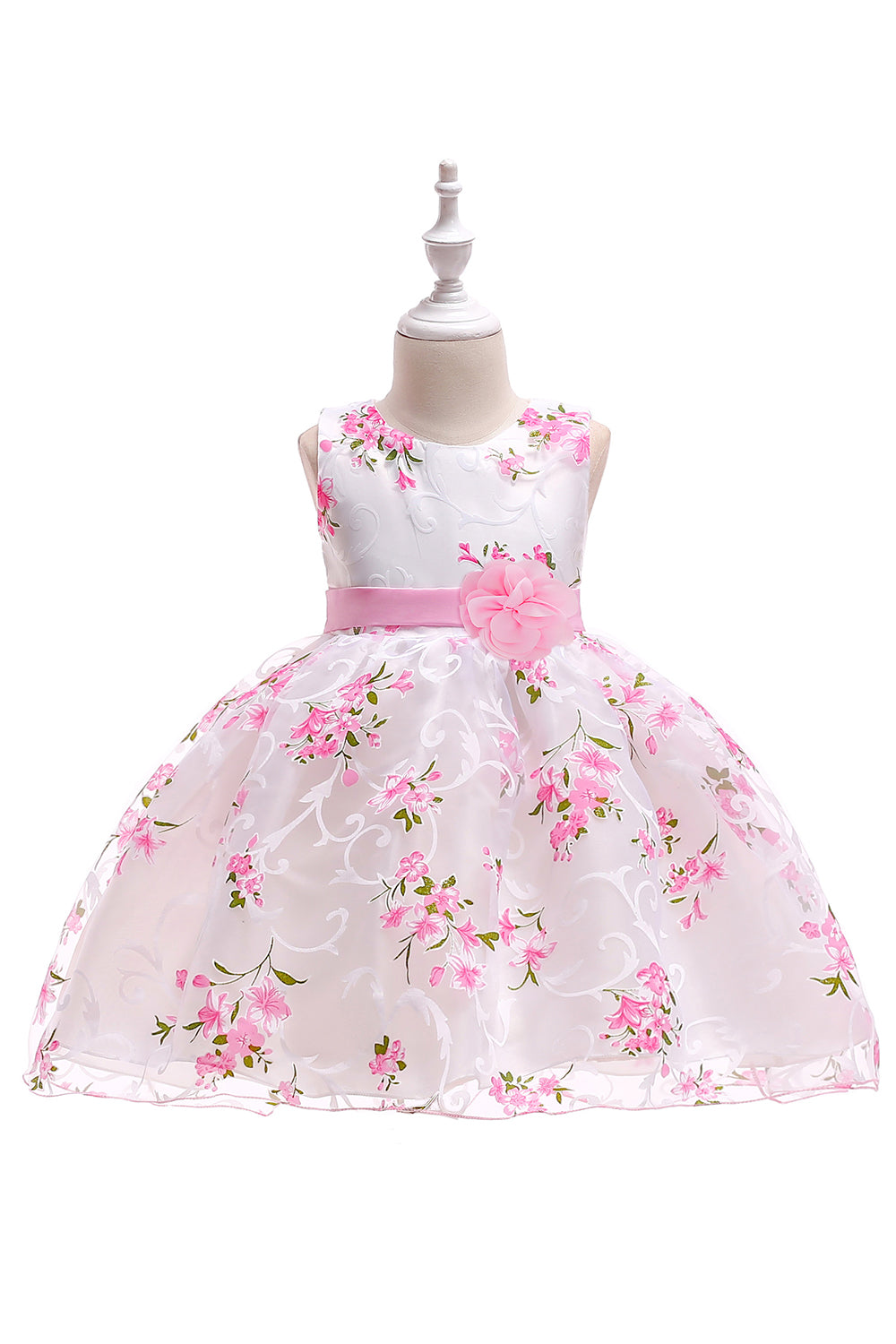 Robe de soirée pour filles rose sans manches mignonne