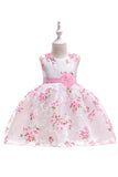 Robe de soirée pour filles rose sans manches mignonne