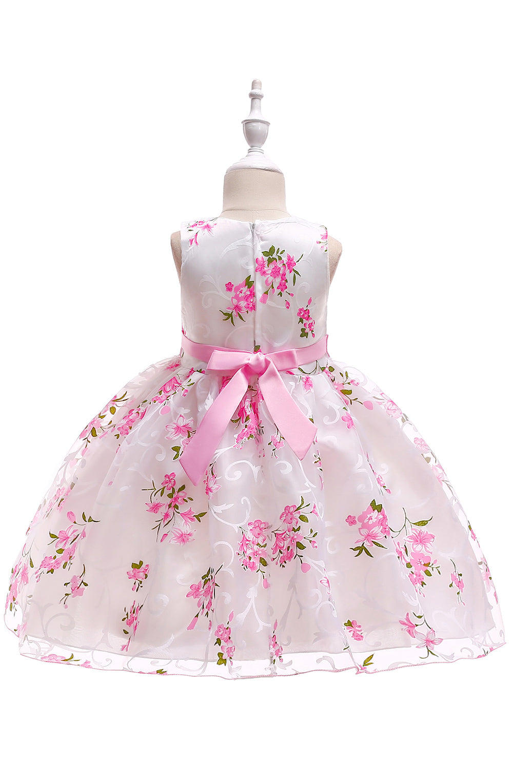 Robe de soirée pour filles rose sans manches mignonne