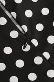 Robe Fille A Ligne Noire à Pois à Manches Bouffantes