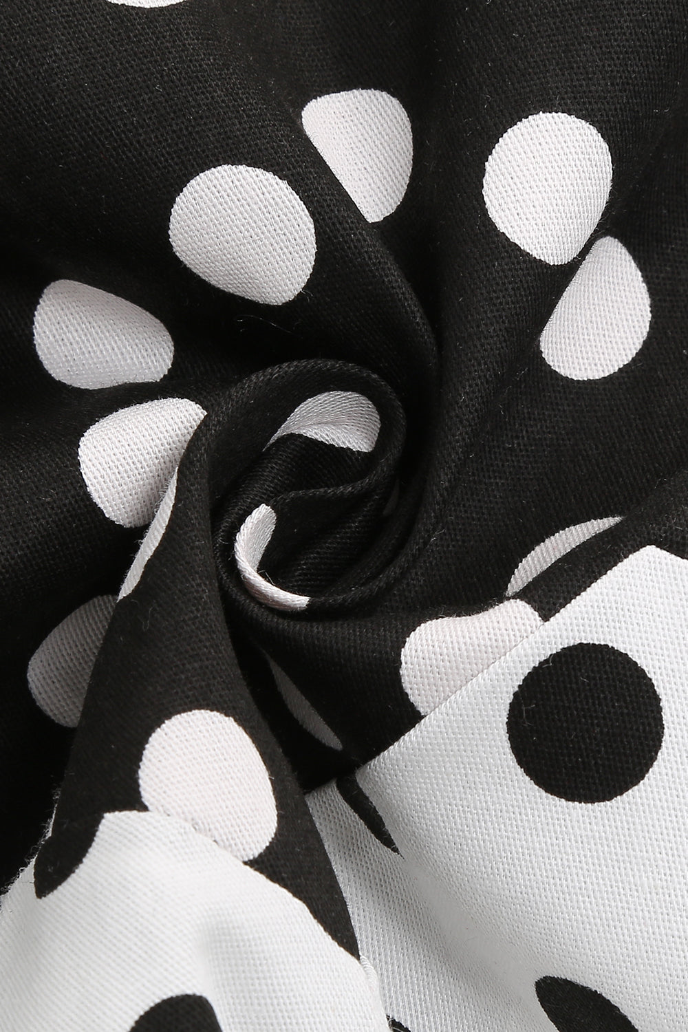 Robe Fille A Ligne Noire à Pois à Manches Bouffantes