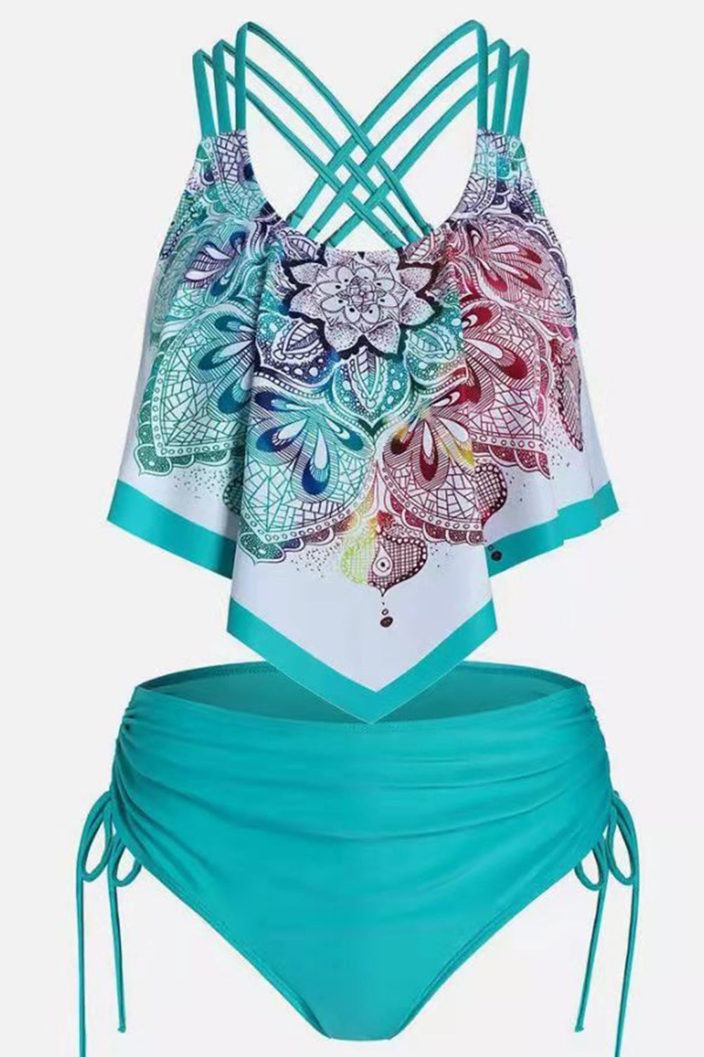 Deux maillots de bain imprimés verts Tankini