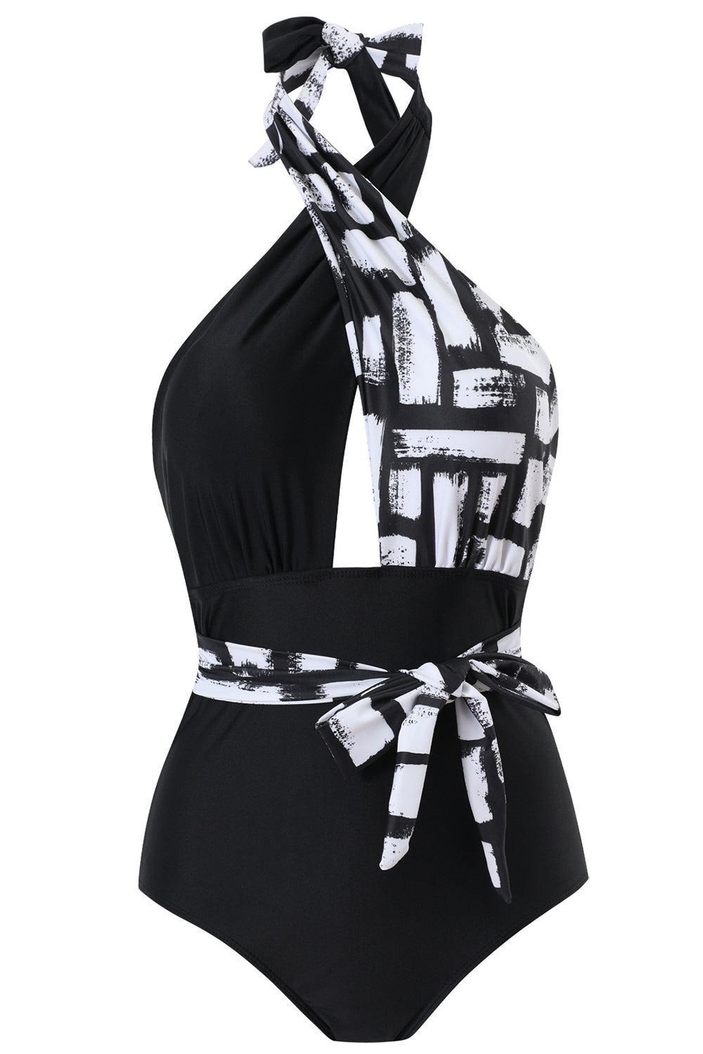 Halter Neck One Piece Taille Haute Maillot de bain vert