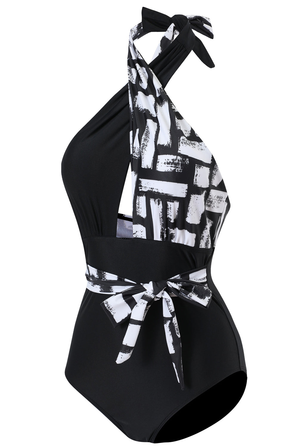 Halter Neck One Piece Taille Haute Maillot de bain vert