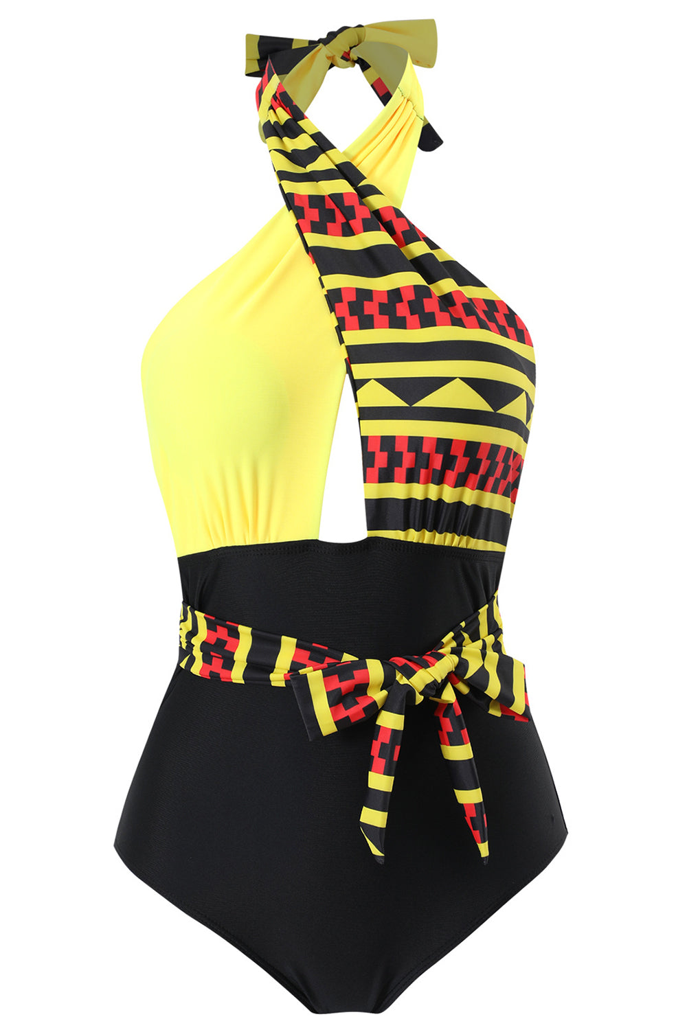 Halter Neck One Piece Taille Haute Maillot de bain vert