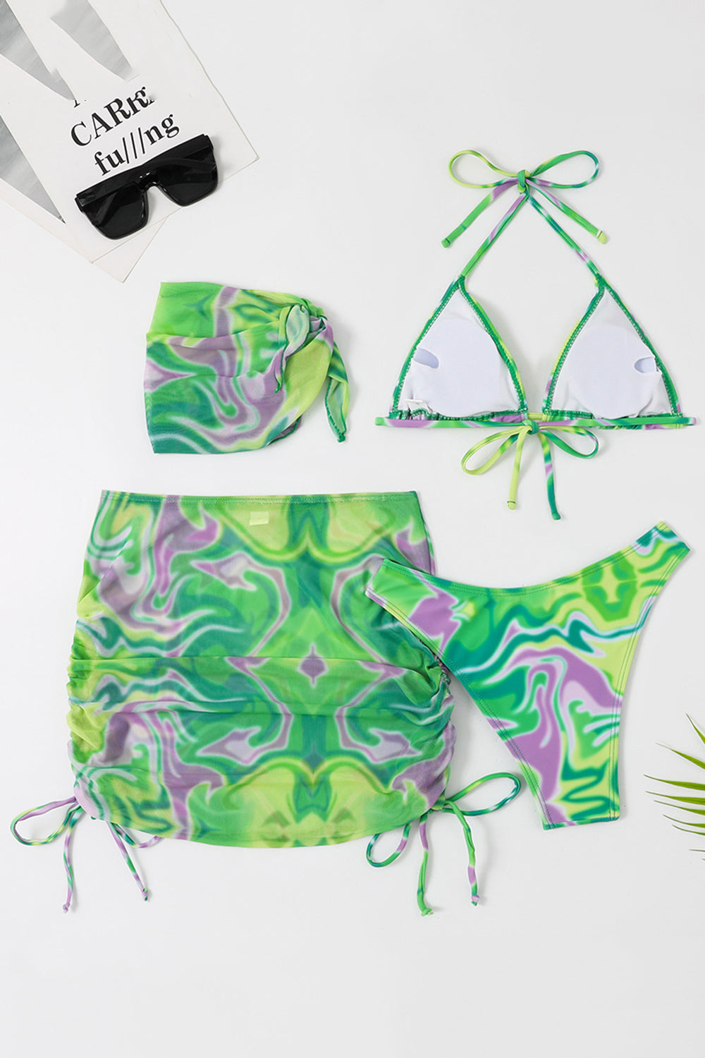 Halter Neck Orange Bikini imprimé