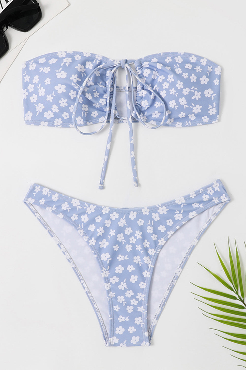 Deux pièces Tube Top Maillot de bain floral rose