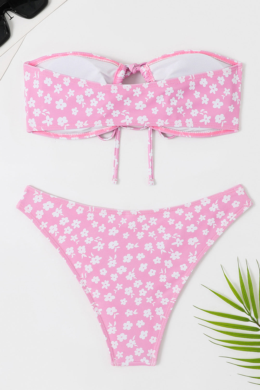 Deux pièces Tube Top Maillot de bain floral rose