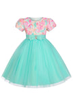 Une ligne Bijou Col Tulle Vert Robe Fille