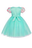 Une ligne Bijou Col Tulle Vert Robe Fille