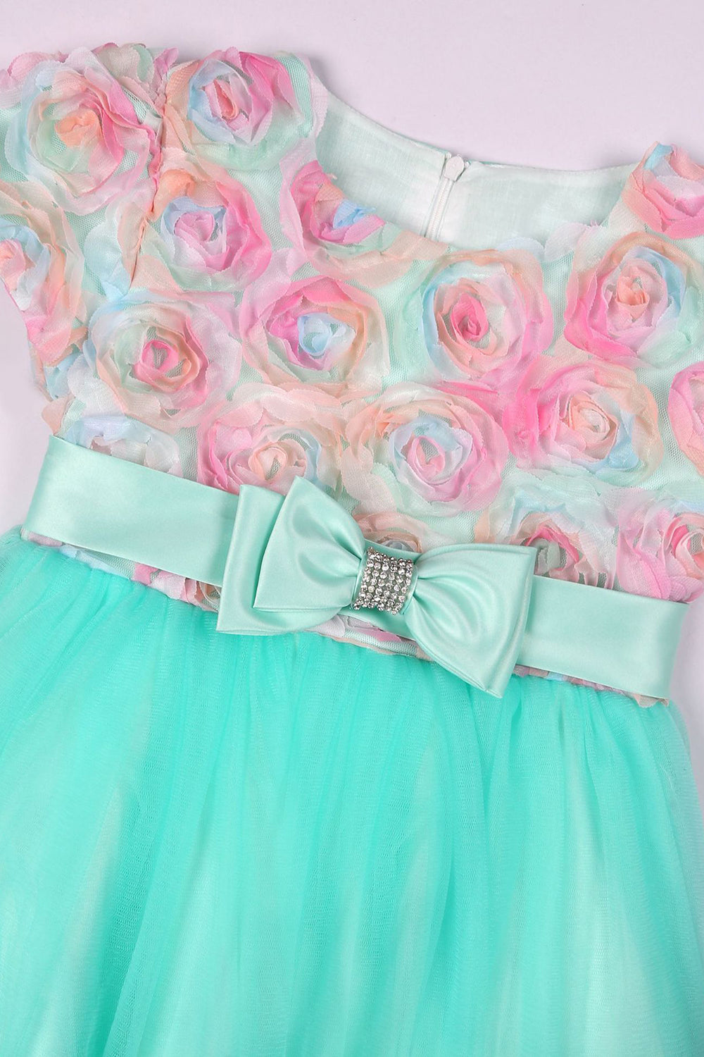 Une ligne Bijou Col Tulle Vert Robe Fille