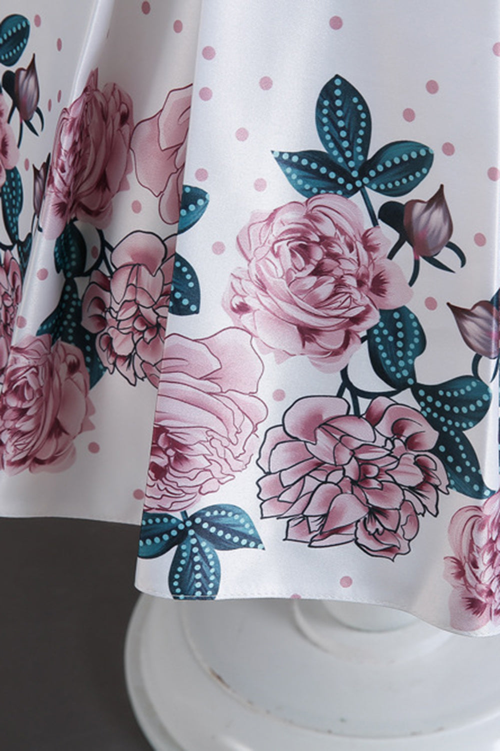 Une ligne Jewel Col Robe Fille Imprimée Bleue