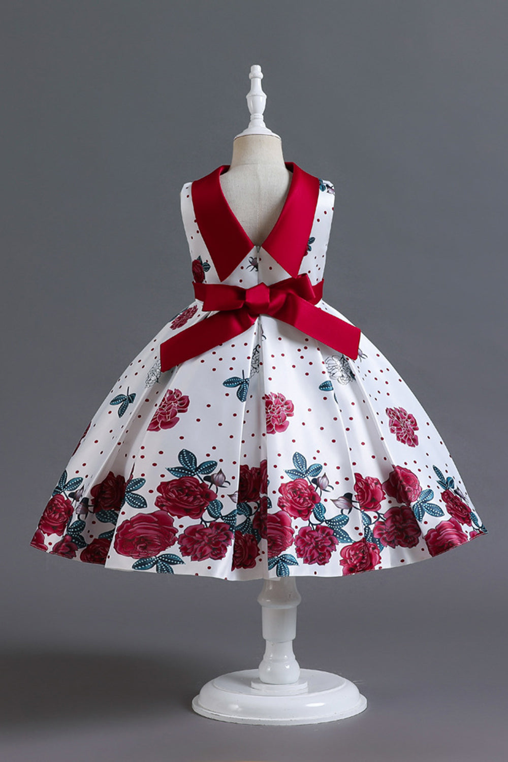 Une ligne Jewel Col Robe Fille Imprimée Bleue