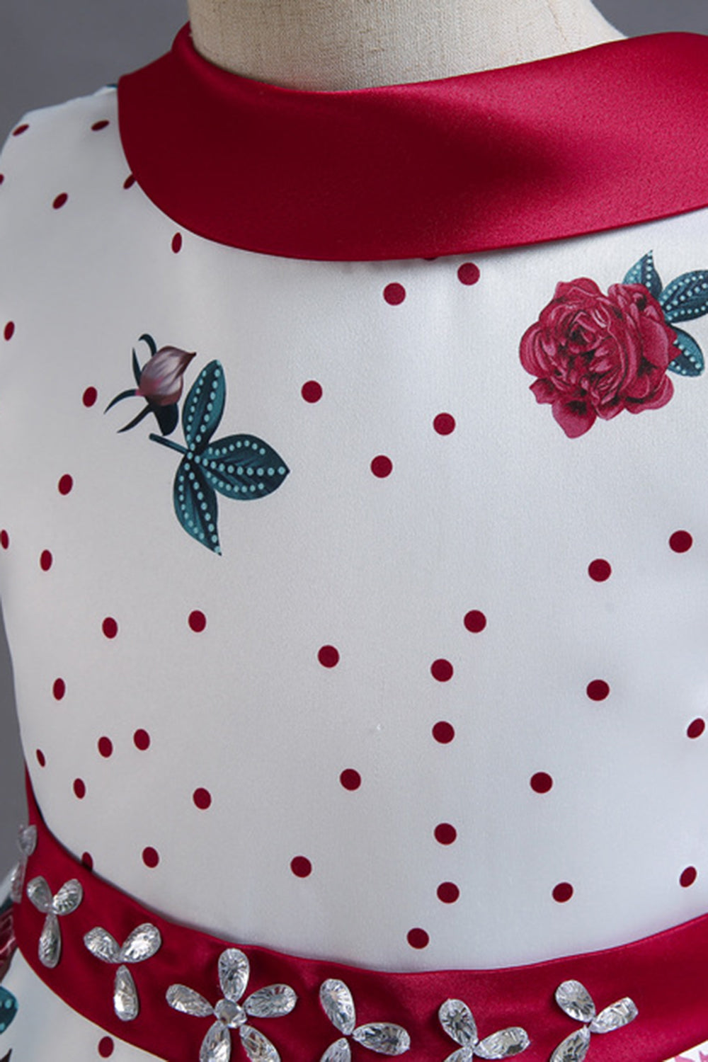 Une ligne Jewel Col Robe Fille Imprimée Bleue