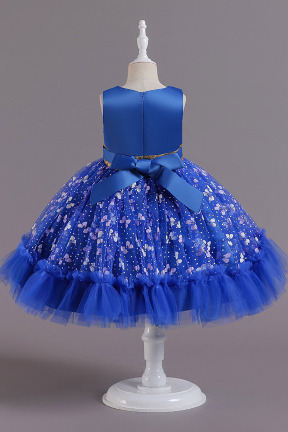 Une ligne Robe de soirée fille rose à col bijou avec Appliques