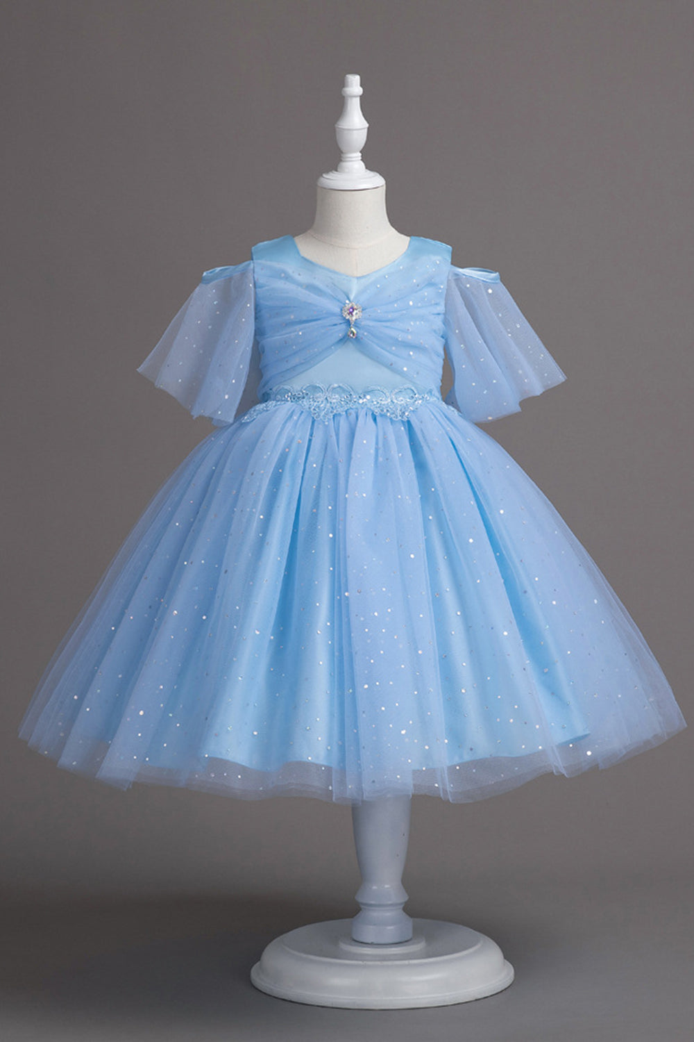 Une ligne de l’épaule Burgundy Tulle Girl Dress