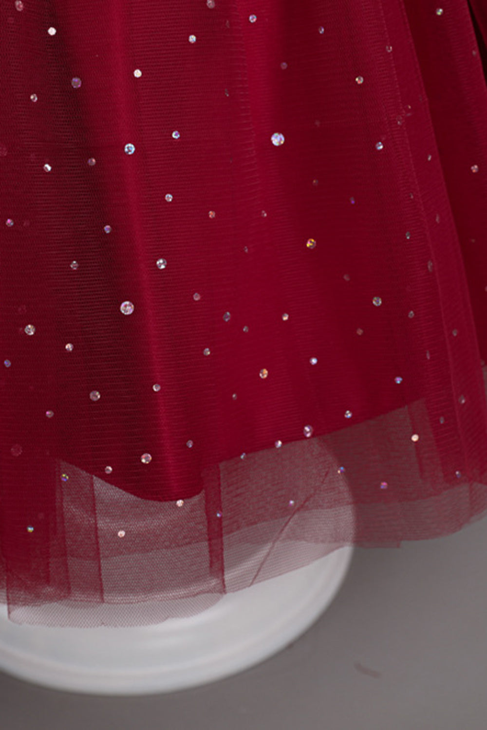 Une ligne de l’épaule Burgundy Tulle Girl Dress