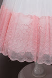 Robe de fille en tulle de fleurs rose sans manches avec nœud