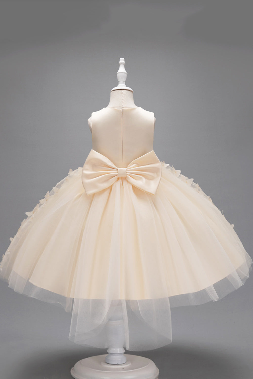 Champagne Princesse Papillon Tulle Robe de fille avec nœud