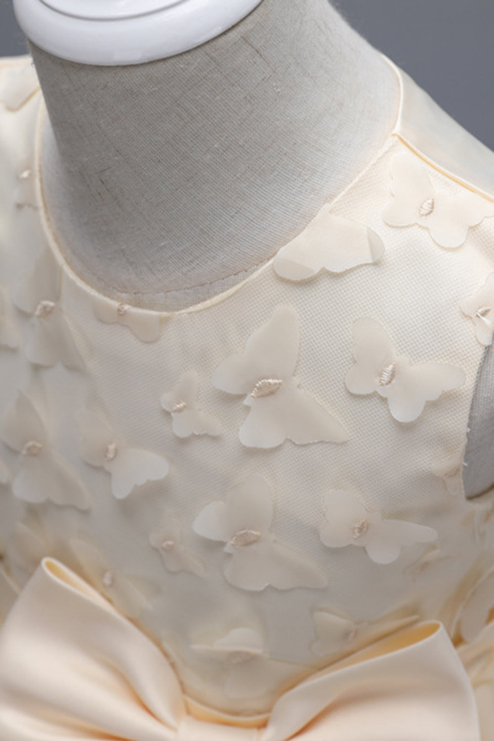 Champagne Princesse Papillon Tulle Robe de fille avec nœud