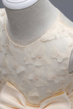 Champagne Princesse Papillon Tulle Robe de fille avec nœud